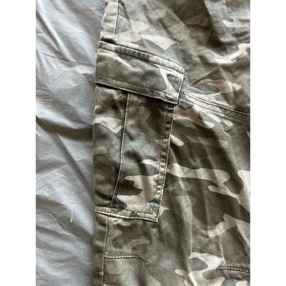 Men's Camouflage Cargo Pants with Elastic Waistband & Pockets Size S